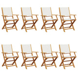 Folding Garden Chairs 8 pcs Cream White Fabric and Solid Wood 3214576