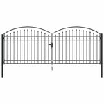 Fence gate with Lock Grey 400 x 150 cm Steel 42008943