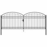 Fence gate with Lock Grey 400 x 150 cm Steel 42008943