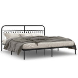 Metal Bed Frame without Mattress with Headboard Black 200x200cm 376607