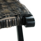 Relaxing Chair Black Natural Kubu Rattan and Solid Mahogany Wood 285802