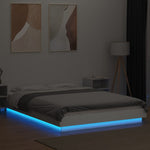 ZNTS Bed Frame with LED Lights without Mattress White 120x200cm 3281105