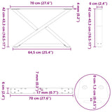 Coffee Table Legs 2 pcs Natural Steel 70x cm Steel 4012715