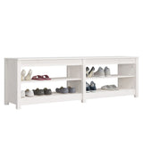 Shoe Bench White 160x36.5x50 cm Solid Wood Pine 821725