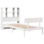 ZNTS Bookcase Bed without Mattress White 75x190 cm Small Single Solid Wood Pine 3321793