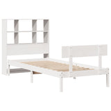 ZNTS Bookcase Bed without Mattress White 75x190 cm Small Single Solid Wood Pine 3321793