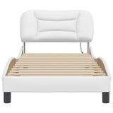 ZNTS Bed Frame with LED without Mattress White 90x190 cm Single 3213900