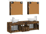 Bathroom Cabinet Set 5 pcs Smoked Oak Engineered Wood 3406355