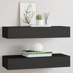 Wall-mounted Drawer Shelves 2 pcs Black 60x23.5x10cm MDF 330258