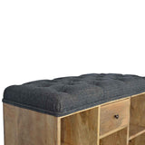 Black Tweed 1 Drawer Bench IN014