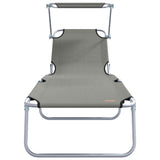 Sun Lounger Folding 2 pcs Grey 58 x 188 x 77cm Polyester 42003062