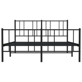 Metal Bed Frame without Mattress with Footboard Black 135x190cm 352497