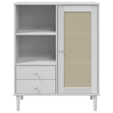 Highboard SENJA Rattan Look White 90x40x112 cm Solid Wood Pine 358056