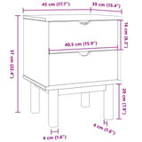 Bedside Table OTTA Black 45 x 39 x 57 cm Solid Pine Wood 42041748