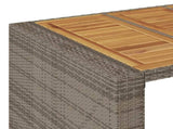 Garden Bar Table with Acacia Wood Top Grey 185x80x110 cm Poly Rattan 368701