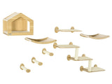 8 Piece Cat Shelves Set, with Cat House, Three Perches, Three Scratching Posts T3398P349937