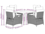 5 Piece Garden Dining Set with Cushions Grey Poly Rattan 3213484