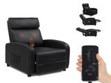 PU With 2-Point Massage Heating Function Recliner Black 95633974