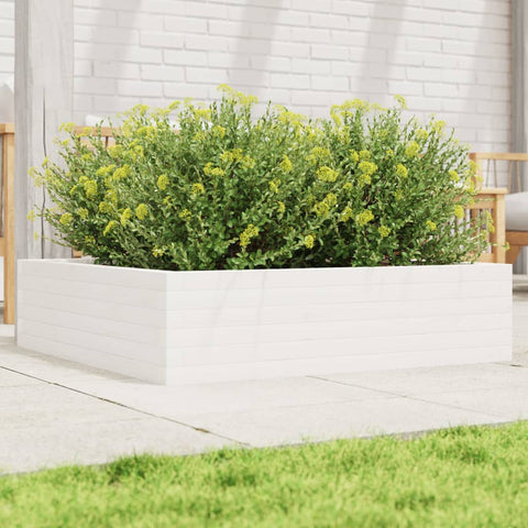 ZNTS Garden Planter White 90x90x23 cm Solid Wood Pine 847204