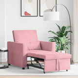 Pull out Sofa Bed Single Light pink 90 x 165 x 87 cm Velvet 42002701