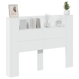 Storage Headboard with LED White Engineered Wood 3418673