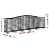 Arched Gabion Baskets 3 pcs 400x50x100/120 cm Galvanised Iron 3145957
