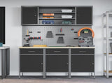 Work Cabinet with Drawer 7 pcs Black Engineered Wood and Steel 3321430