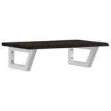 Basin Shelf Wall Mounted Steel and Solid Wood Oak 3302582