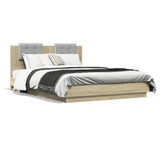 Bed Frame Sonoma Oak Engineered wood, Plywood Double Bed Frame 3210019