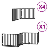 Dog Gate with Door Foldable 12 Panels Black 960 cm Poplar Wood 3155572