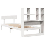 ZNTS Bookcase Bed without Mattress White 75x190 cm Small Single Solid Wood Pine 3321793