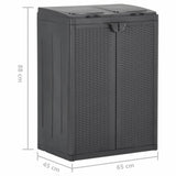 Trash Bin with 2 Doors Black 65x45x88 cm PP 151224