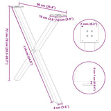 Dining Table Legs X-Shaped 2 pcs Natural Steel 90x cm Steel 4012927