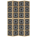 ZNTS Room Divider 4 Panels Brown and Black Solid Wood Paulownia 358804