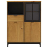Highboard with Glass Door FLAM 92x40x122.5 cm Solid Wood Pine 357829