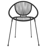 Dining Set Black Powder-coated steel, glass, PVC rattan Stackable 3099131
