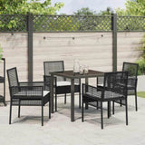 Garden Dining Set with Cushion 5 pcs Black Poly Rattan 3379864