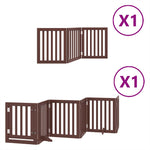 Dog Gate with Door Foldable 9 Panels Brown 450 cm Poplar Wood 3155659