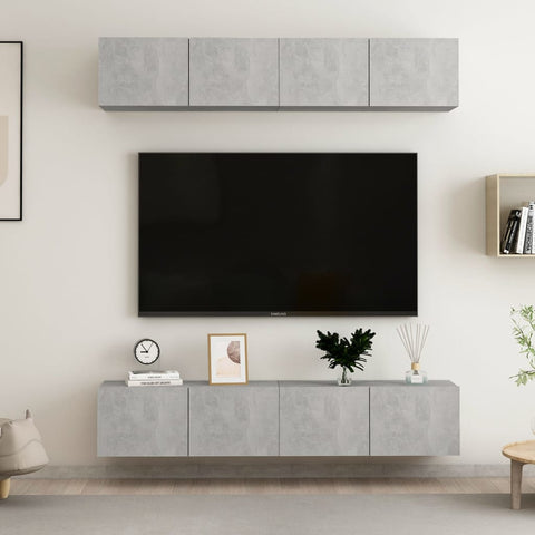 TV Cabinets 4 pcs Concrete Grey 80x30x30 cm Engineered Wood 3079060