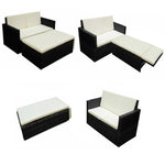 2 Piece Garden Lounge Set with Cushions Poly Rattan Black 42834