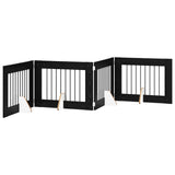 Dog Gate with Stands 4 pcs Black Oak 80 x 60 cm Engineered Wood 892133