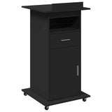 Lectern with Wheels & Drawer Black 55x55x107 cm Engineered Wood 848025