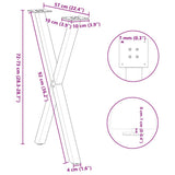 Dining Table Legs X-Shaped 2 pcs Black 57x cm Steel 4012912