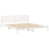 Bed Frame with Headboard White 200 x 220 cm Solid Pine Wood 872342