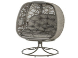Swivel Egg Chair with Cushions, Foldable Basket Seat and Metal Frame, Indoor Outdoor Lounge Chair T3398P315977