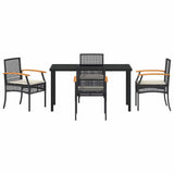Garden Dining Set with Cushion 5 pcs Black Rattan 3380815