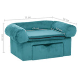 Dog Sofa with Storage Turquoise 75 x 50 x 38cm Plush 171083