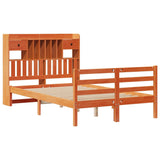 ZNTS Bookcase Bed without Mattress Wax Brown 120x190 cm Small Double Solid Wood Pine 3321950