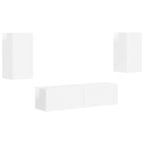 TV Cabinet Set 4 pcs High Gloss White Engineered Wood 3409154