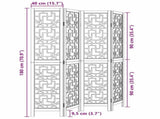 Room Divider 4 Panels Brown Solid Wood Paulownia 358866